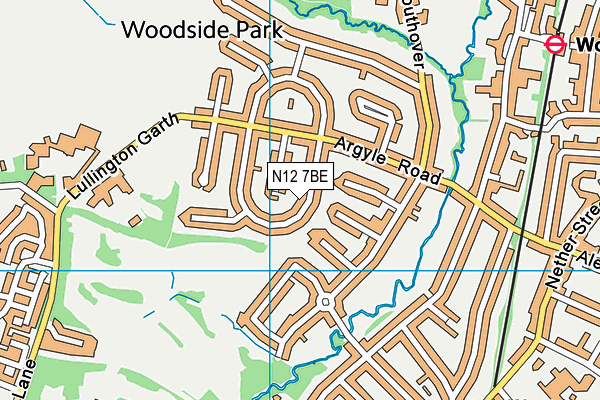 N12 7BE map - OS VectorMap District (Ordnance Survey)