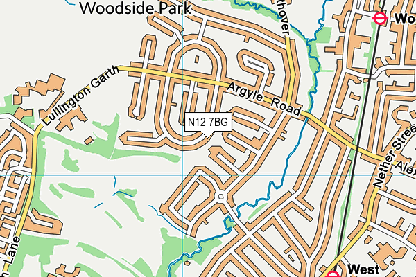 N12 7BG map - OS VectorMap District (Ordnance Survey)