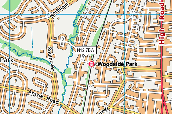 N12 7BW map - OS VectorMap District (Ordnance Survey)