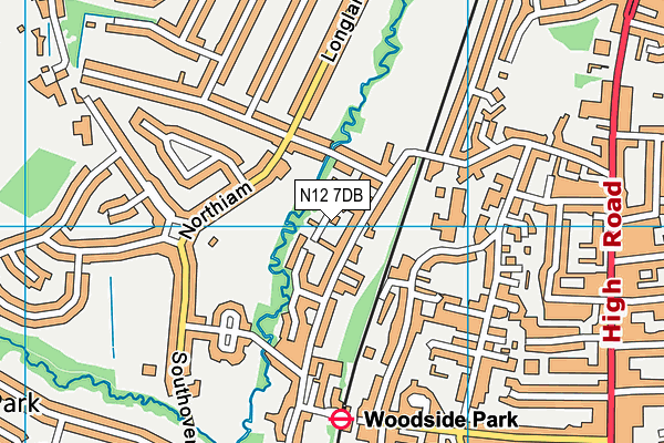 N12 7DB map - OS VectorMap District (Ordnance Survey)