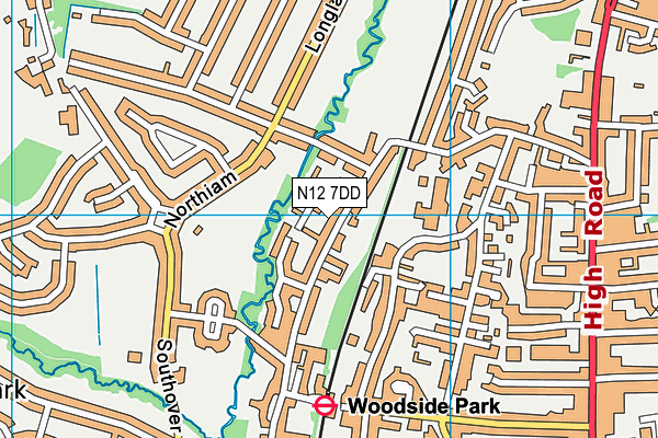 N12 7DD map - OS VectorMap District (Ordnance Survey)