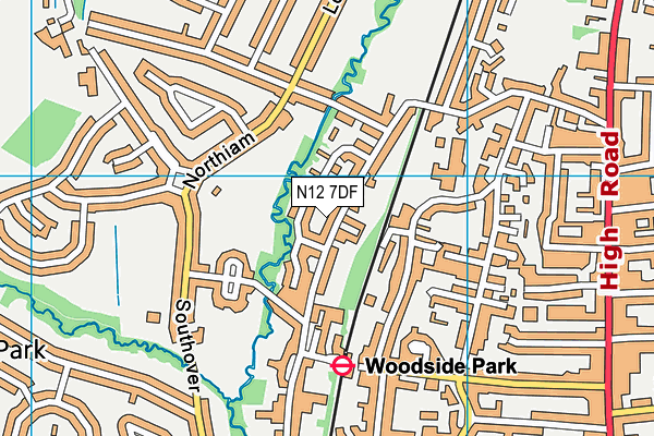 N12 7DF map - OS VectorMap District (Ordnance Survey)