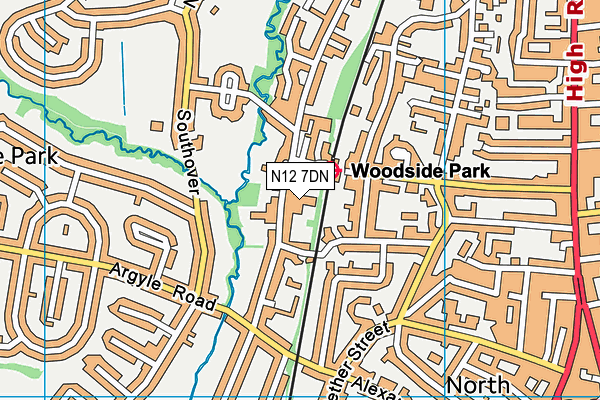 N12 7DN map - OS VectorMap District (Ordnance Survey)