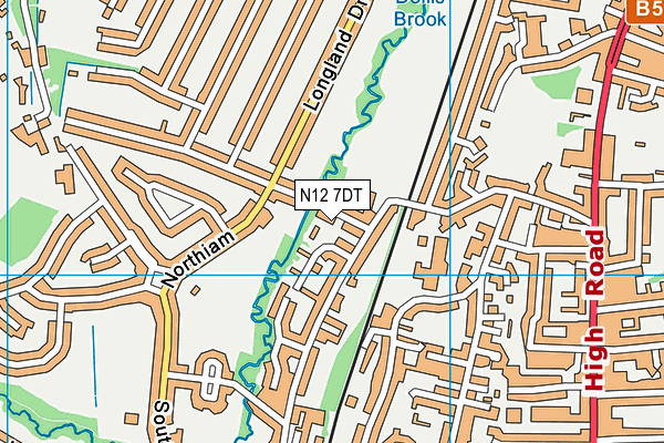 N12 7DT map - OS VectorMap District (Ordnance Survey)