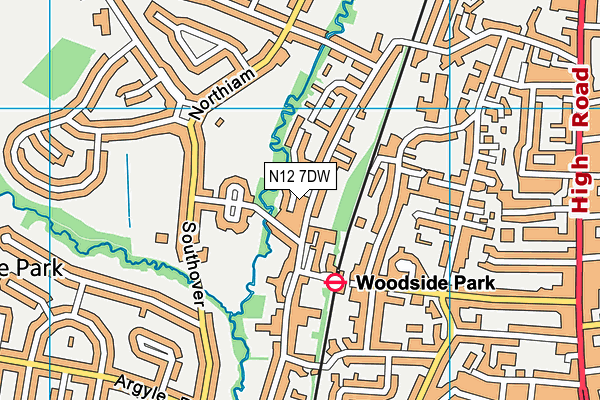 N12 7DW map - OS VectorMap District (Ordnance Survey)