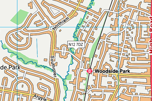 N12 7DZ map - OS VectorMap District (Ordnance Survey)