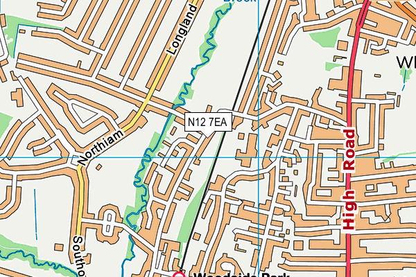 N12 7EA map - OS VectorMap District (Ordnance Survey)
