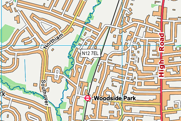 N12 7EL map - OS VectorMap District (Ordnance Survey)