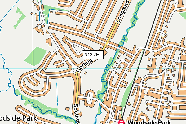N12 7ET map - OS VectorMap District (Ordnance Survey)