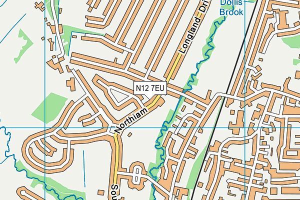 N12 7EU map - OS VectorMap District (Ordnance Survey)