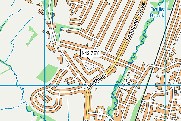 N12 7EY map - OS VectorMap District (Ordnance Survey)