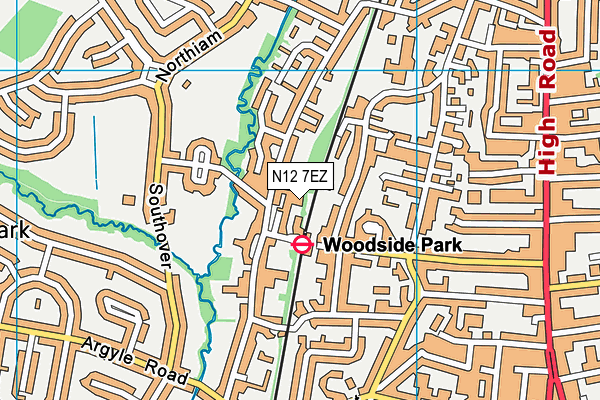 N12 7EZ map - OS VectorMap District (Ordnance Survey)