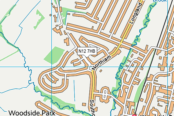N12 7HB map - OS VectorMap District (Ordnance Survey)