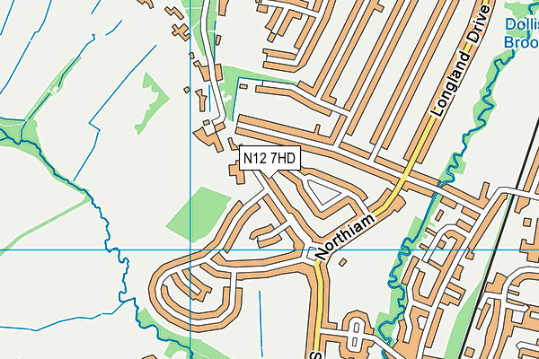 N12 7HD map - OS VectorMap District (Ordnance Survey)