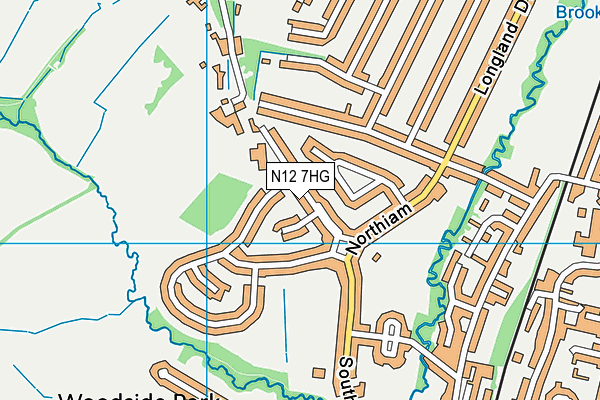 N12 7HG map - OS VectorMap District (Ordnance Survey)