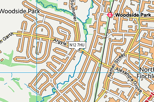 N12 7HU map - OS VectorMap District (Ordnance Survey)