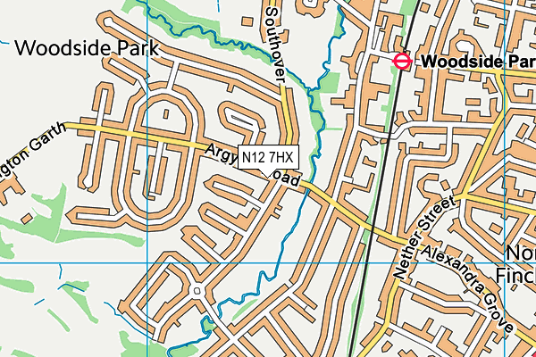 N12 7HX map - OS VectorMap District (Ordnance Survey)
