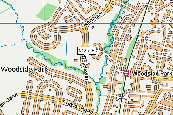 N12 7JE map - OS VectorMap District (Ordnance Survey)