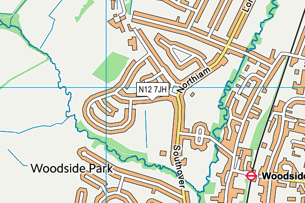 N12 7JH map - OS VectorMap District (Ordnance Survey)