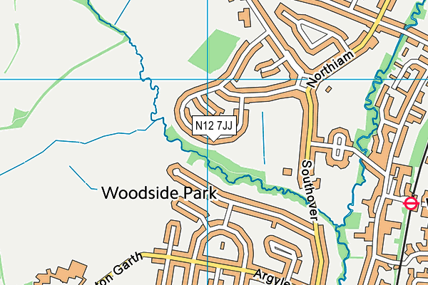 N12 7JJ map - OS VectorMap District (Ordnance Survey)