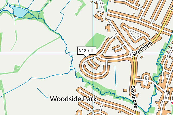 N12 7JL map - OS VectorMap District (Ordnance Survey)