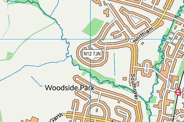 N12 7JN map - OS VectorMap District (Ordnance Survey)