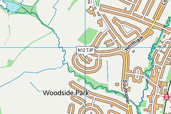 N12 7JP map - OS VectorMap District (Ordnance Survey)