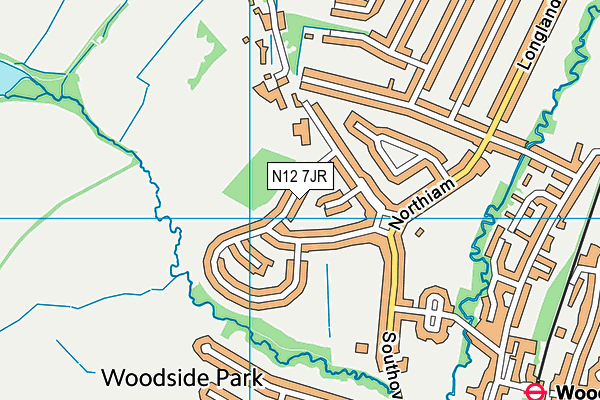 N12 7JR map - OS VectorMap District (Ordnance Survey)