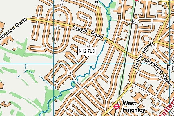 N12 7LD map - OS VectorMap District (Ordnance Survey)
