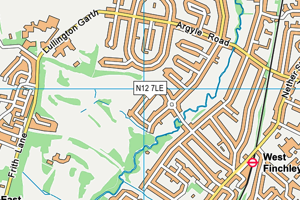 N12 7LE map - OS VectorMap District (Ordnance Survey)