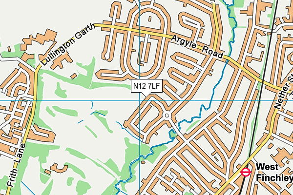 N12 7LF map - OS VectorMap District (Ordnance Survey)