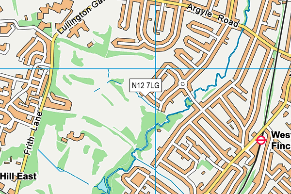 N12 7LG map - OS VectorMap District (Ordnance Survey)