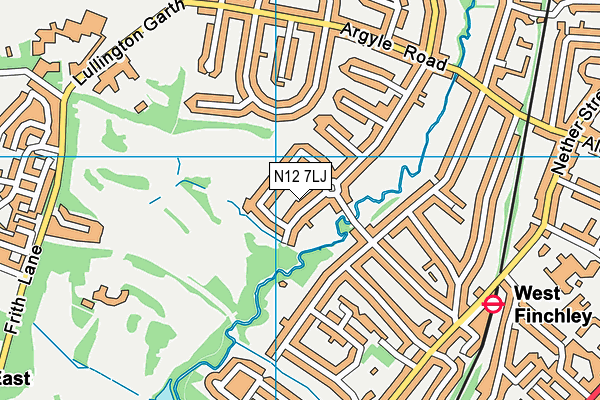 N12 7LJ map - OS VectorMap District (Ordnance Survey)