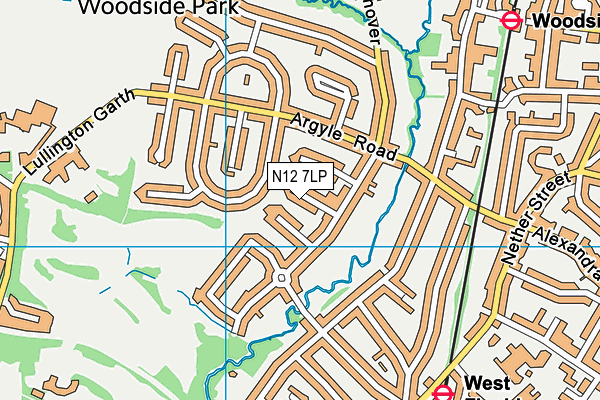 N12 7LP map - OS VectorMap District (Ordnance Survey)