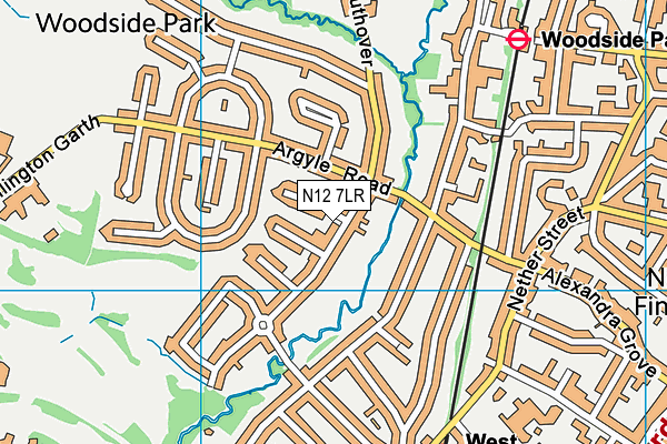N12 7LR map - OS VectorMap District (Ordnance Survey)