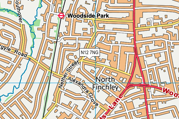 N12 7NG map - OS VectorMap District (Ordnance Survey)
