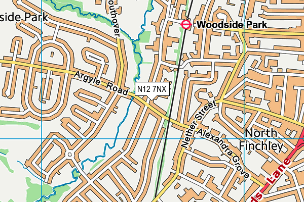 N12 7NX map - OS VectorMap District (Ordnance Survey)