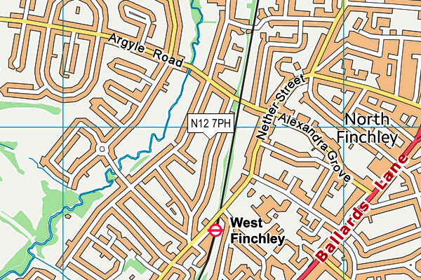 N12 7PH map - OS VectorMap District (Ordnance Survey)