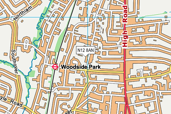 N12 8AN map - OS VectorMap District (Ordnance Survey)