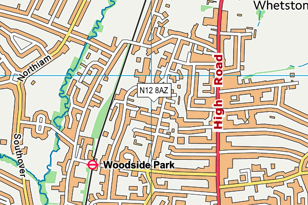 N12 8AZ map - OS VectorMap District (Ordnance Survey)