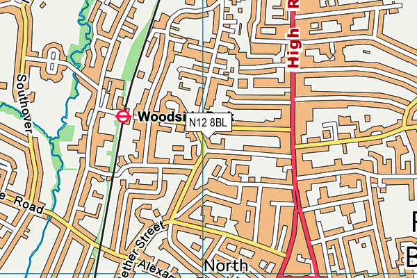 N12 8BL map - OS VectorMap District (Ordnance Survey)