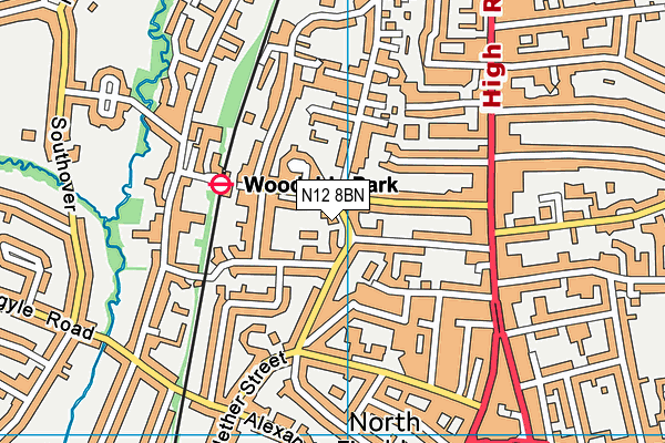 N12 8BN map - OS VectorMap District (Ordnance Survey)