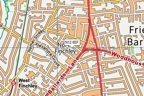 N12 8EF map - OS VectorMap District (Ordnance Survey)