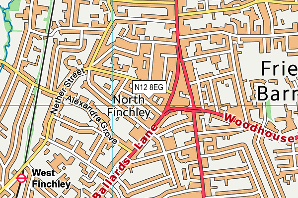 N12 8EG map - OS VectorMap District (Ordnance Survey)