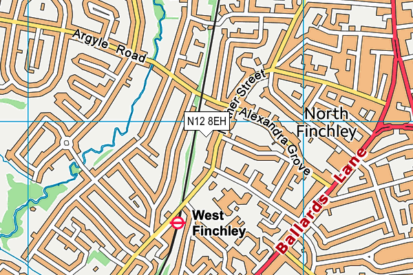 N12 8EH map - OS VectorMap District (Ordnance Survey)