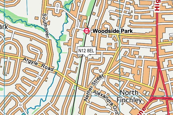 N12 8EL map - OS VectorMap District (Ordnance Survey)