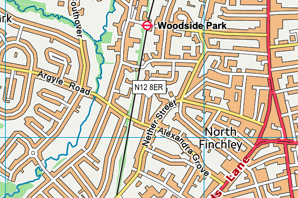 N12 8ER map - OS VectorMap District (Ordnance Survey)
