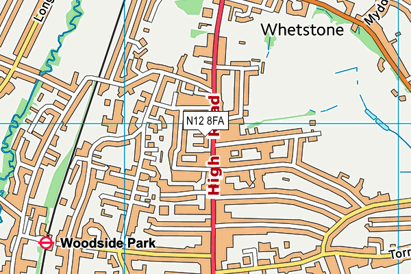 N12 8FA map - OS VectorMap District (Ordnance Survey)