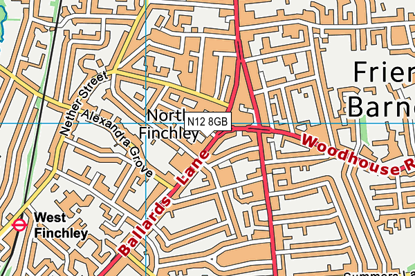 N12 8GB map - OS VectorMap District (Ordnance Survey)