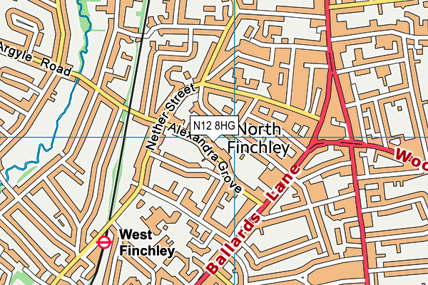 N12 8HG map - OS VectorMap District (Ordnance Survey)